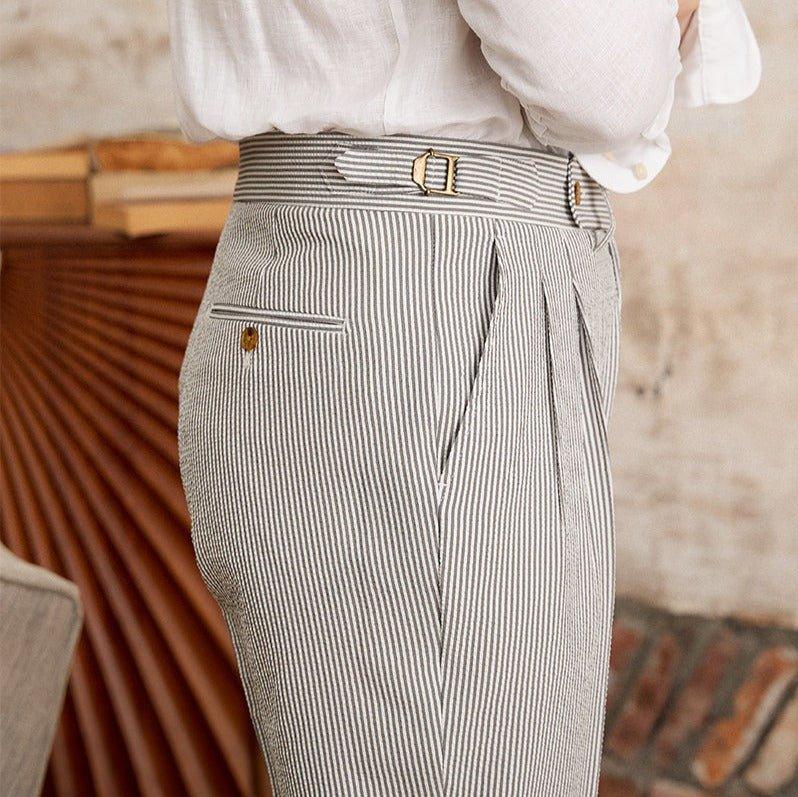 Cannes Seersucker Çift Kat Düz Kesim Pantolon - Martin Milano