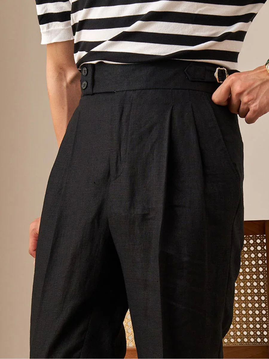 Capri Yüksek Bel Pantolon %100 Keten - Martin Milano