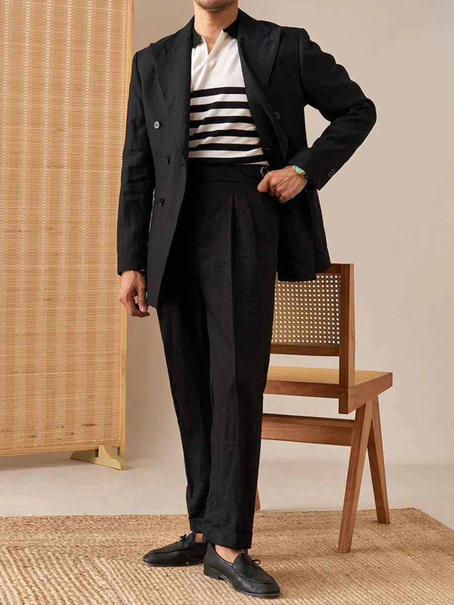 Capri Yüksek Bel Pantolon %100 Keten - Martin Milano