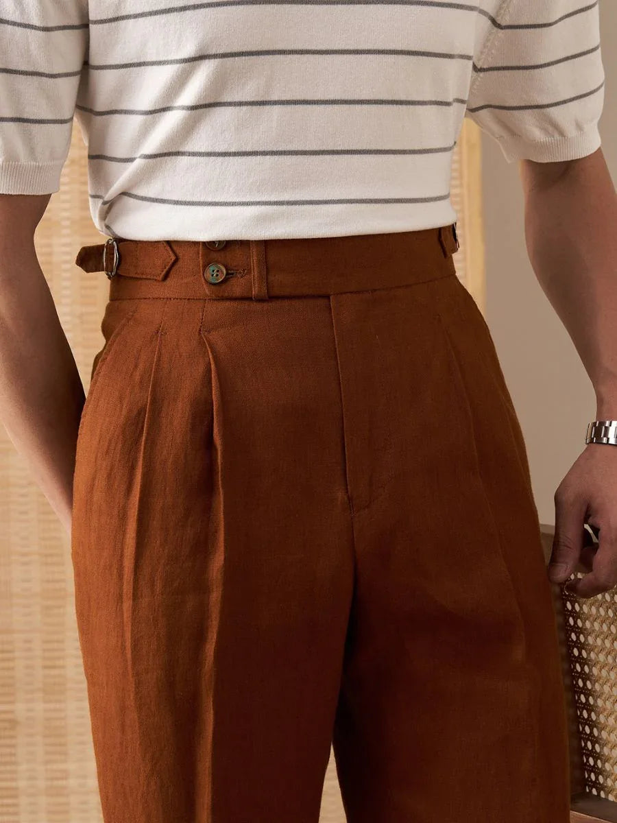 Capri Yüksek Bel Pantolon %100 Keten - Martin Milano