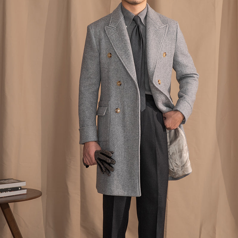Palazzo Yün Karışımlı Herringbone Polo Yaka Kaban