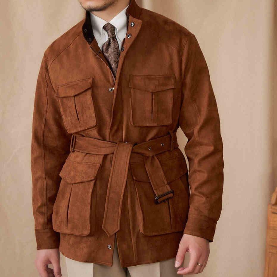 Como Faux Süet Kuşaklı Ceket - Martin Milano