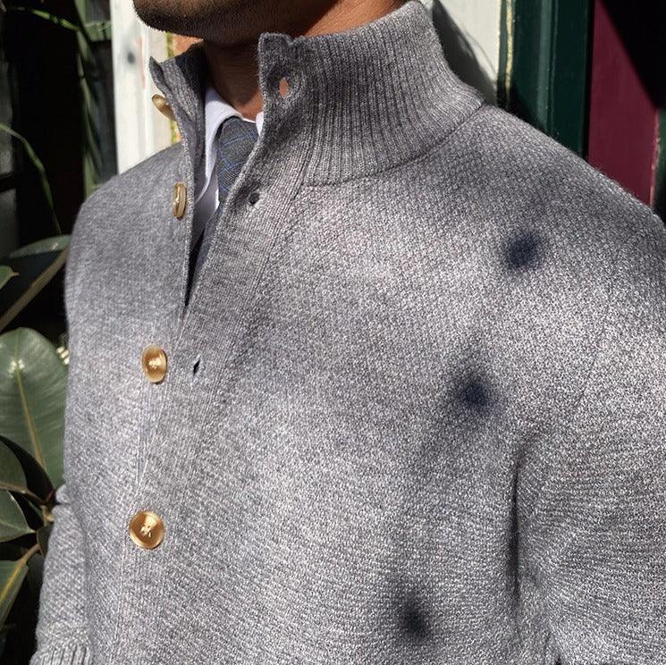 Dokulu Düğmeli Örgü Hırka - Martin Milano