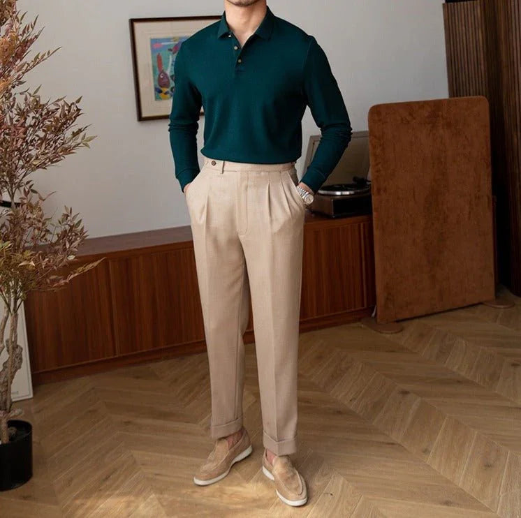 Dokulu Örgü Pamuk Uzun Kollu Polo - Martin Milano