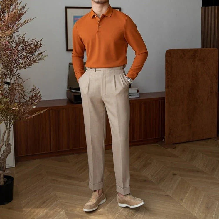 Dokulu Örgü Pamuk Uzun Kollu Polo - Martin Milano