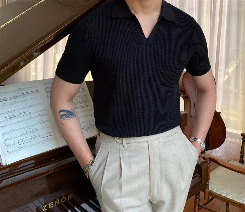 Düğmesiz Mikro Dokulu Örme Polo - Martin Milano