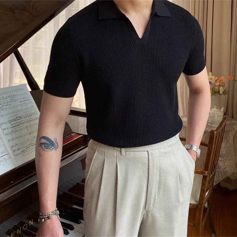 Düğmesiz Mikro Dokulu Örme Polo - Martin Milano