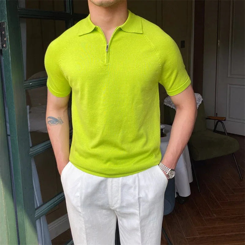 Fermuarlı Örgülü Polo Yaka - Martin Milano