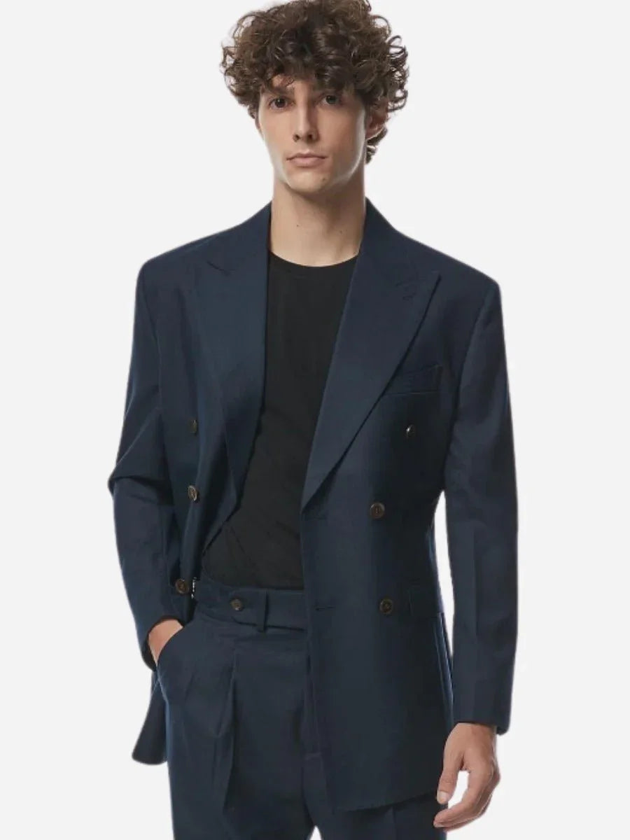 Fransız Çift Düğmeli Keten Blazer - Martin Milano