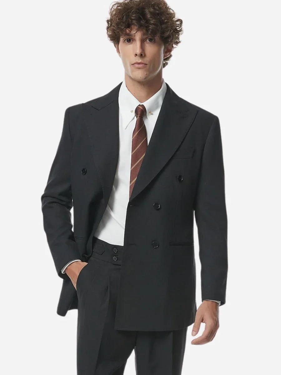 Fransız Çift Düğmeli Keten Blazer - Martin Milano