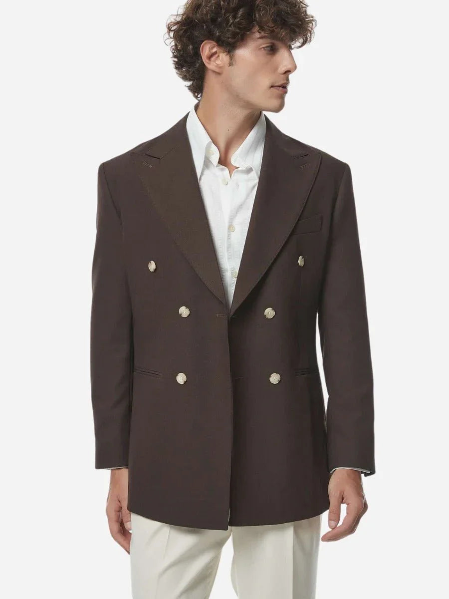 Fransız Çift Düğmeli Keten Blazer - Martin Milano