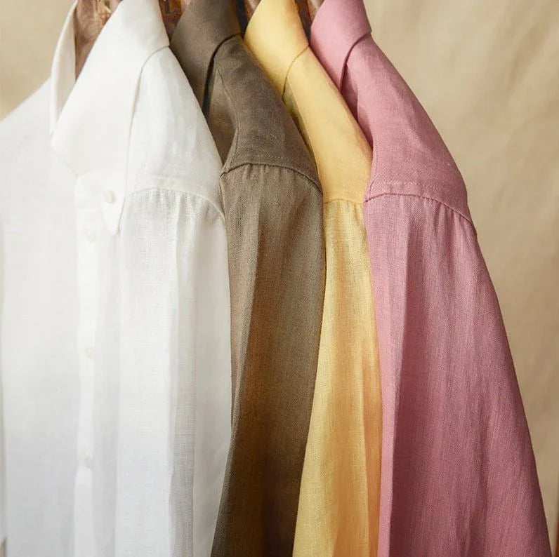 Genoa Keten Nokta Yaka Uzun Kollu Gömlek - Martin Milano