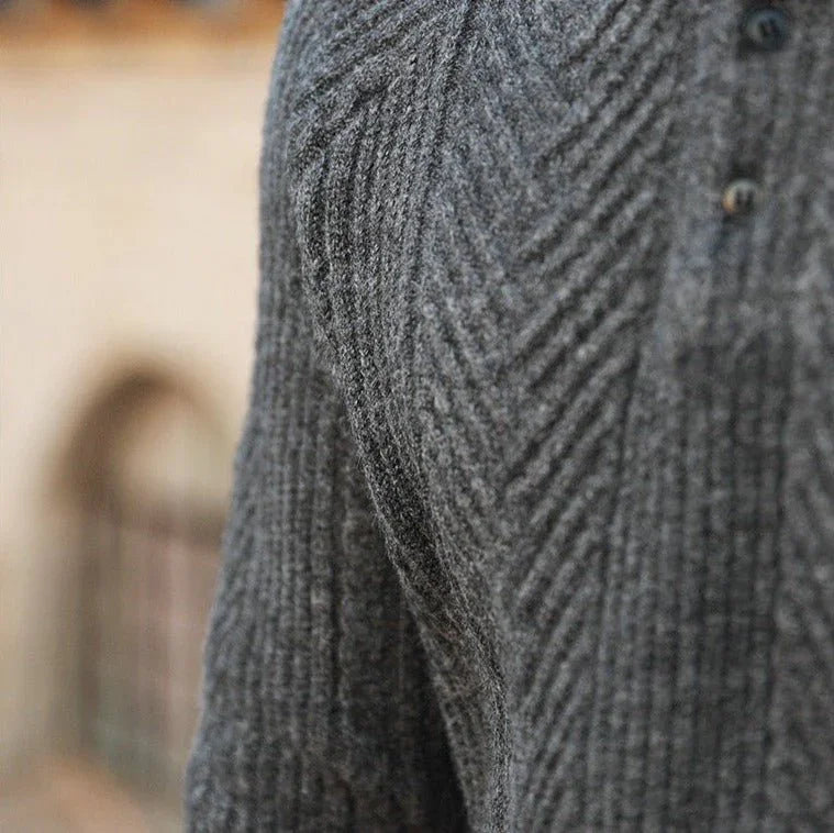 Geometrik Desenli Örgü Uzun Kollu Polo - Martin Milano