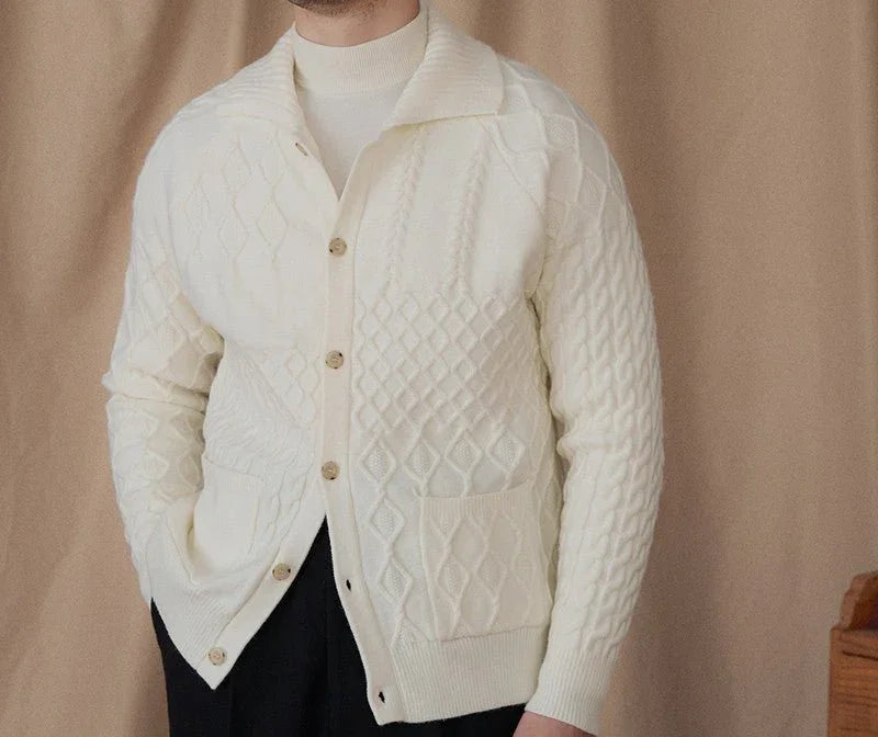 Geometrik Yün Karışımlı Uzun Kollu Hırka - Martin Milano