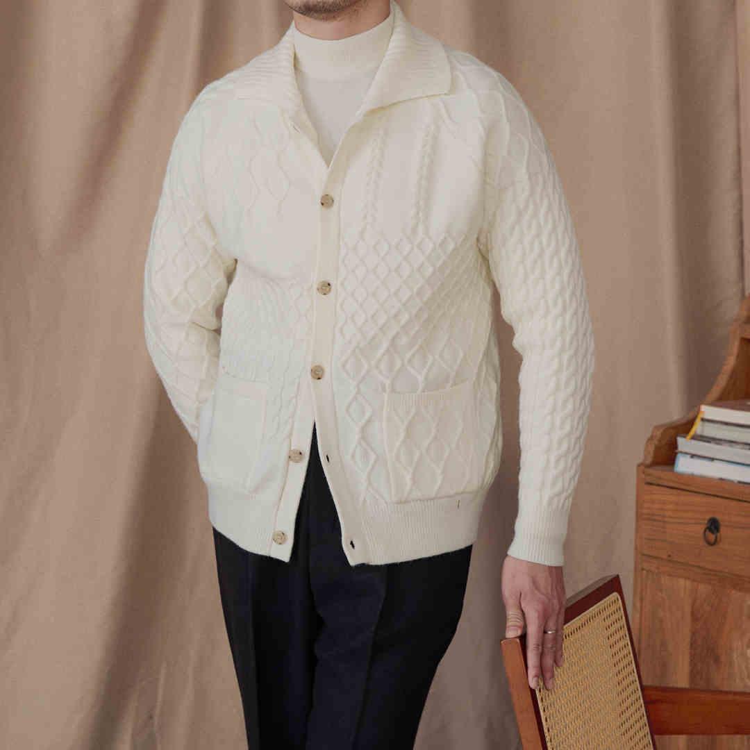 Geometrik Yün Karışımlı Uzun Kollu Hırka - Martin Milano