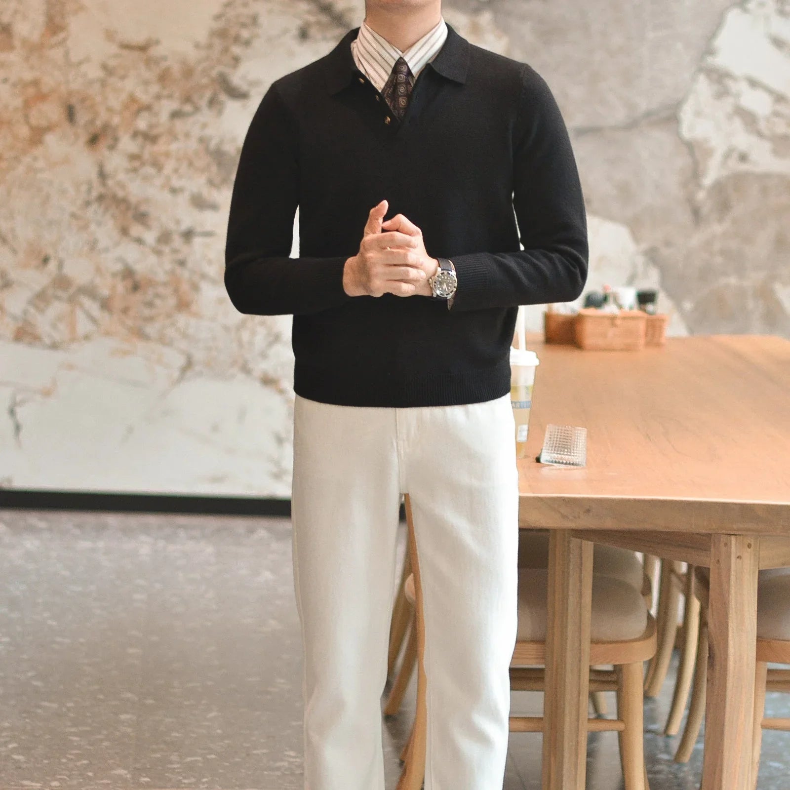 Günlük Uzun Kollu Takım Yelek Polo Gömlek - Martin Milano