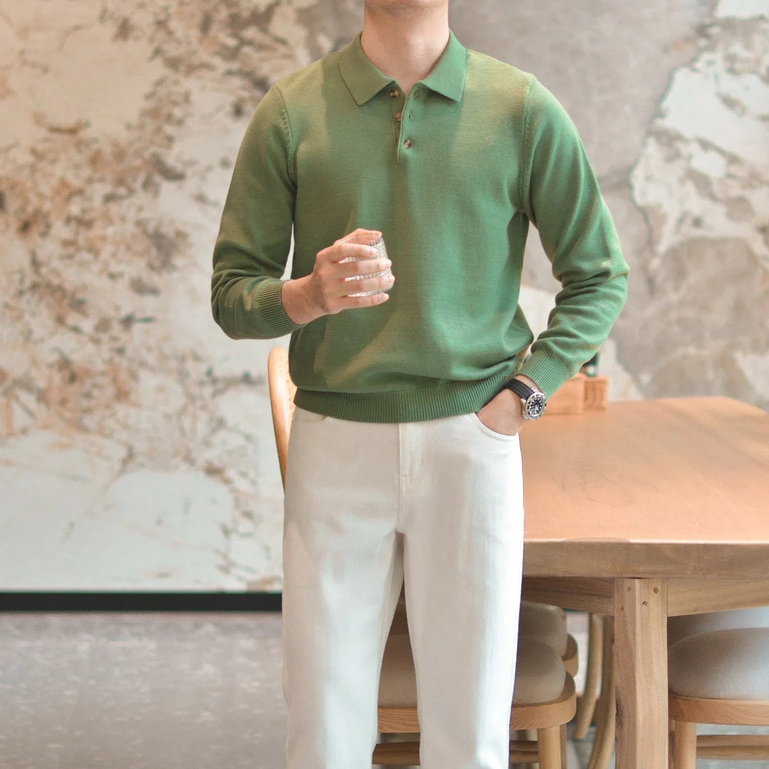 Günlük Uzun Kollu Takım Yelek Polo Gömlek - Martin Milano