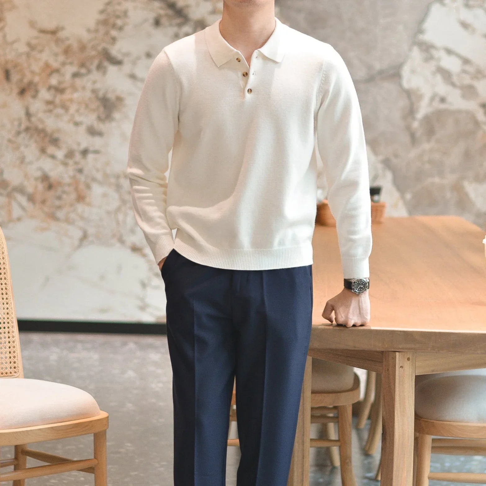 Günlük Uzun Kollu Takım Yelek Polo Gömlek - Martin Milano