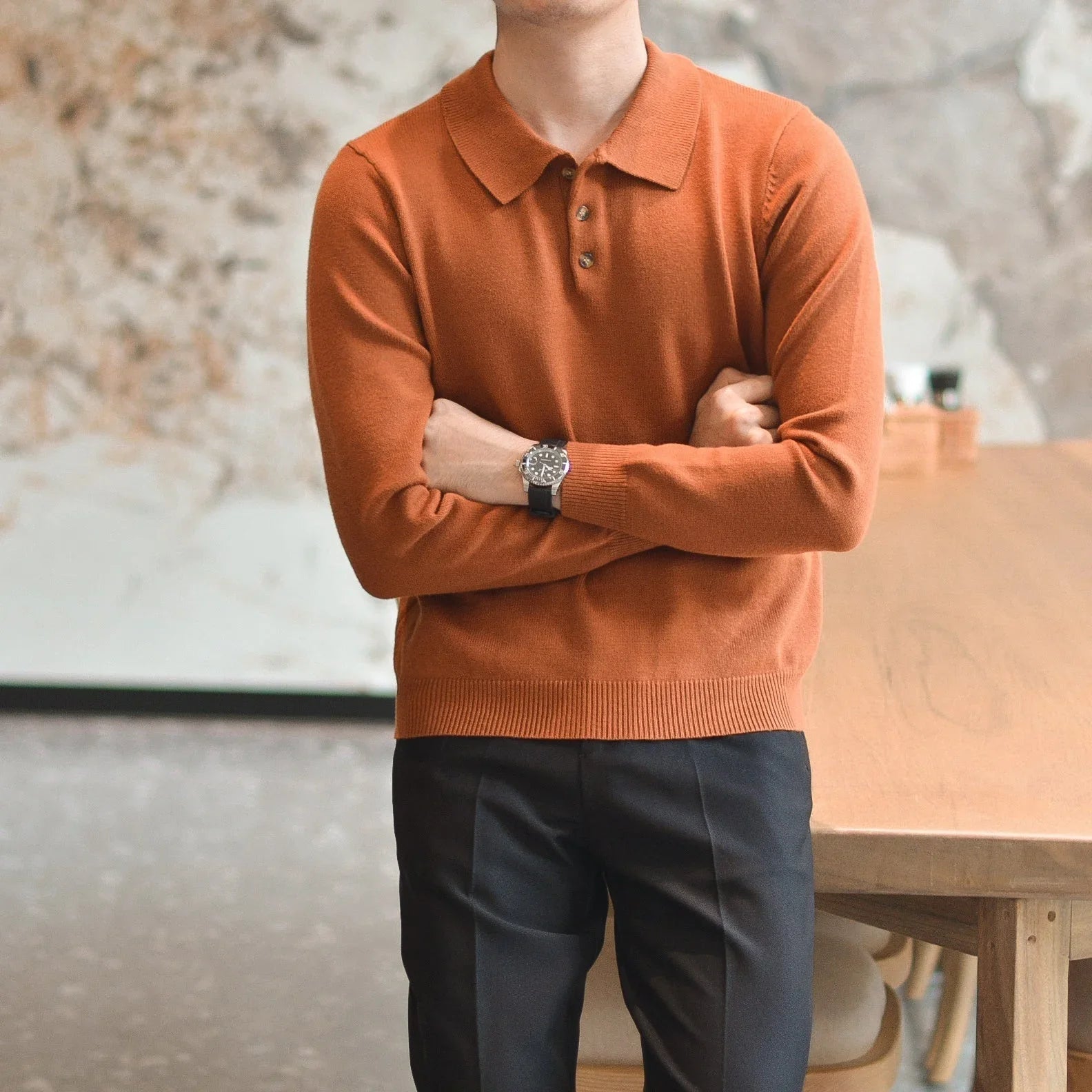 Günlük Uzun Kollu Takım Yelek Polo Gömlek - Martin Milano