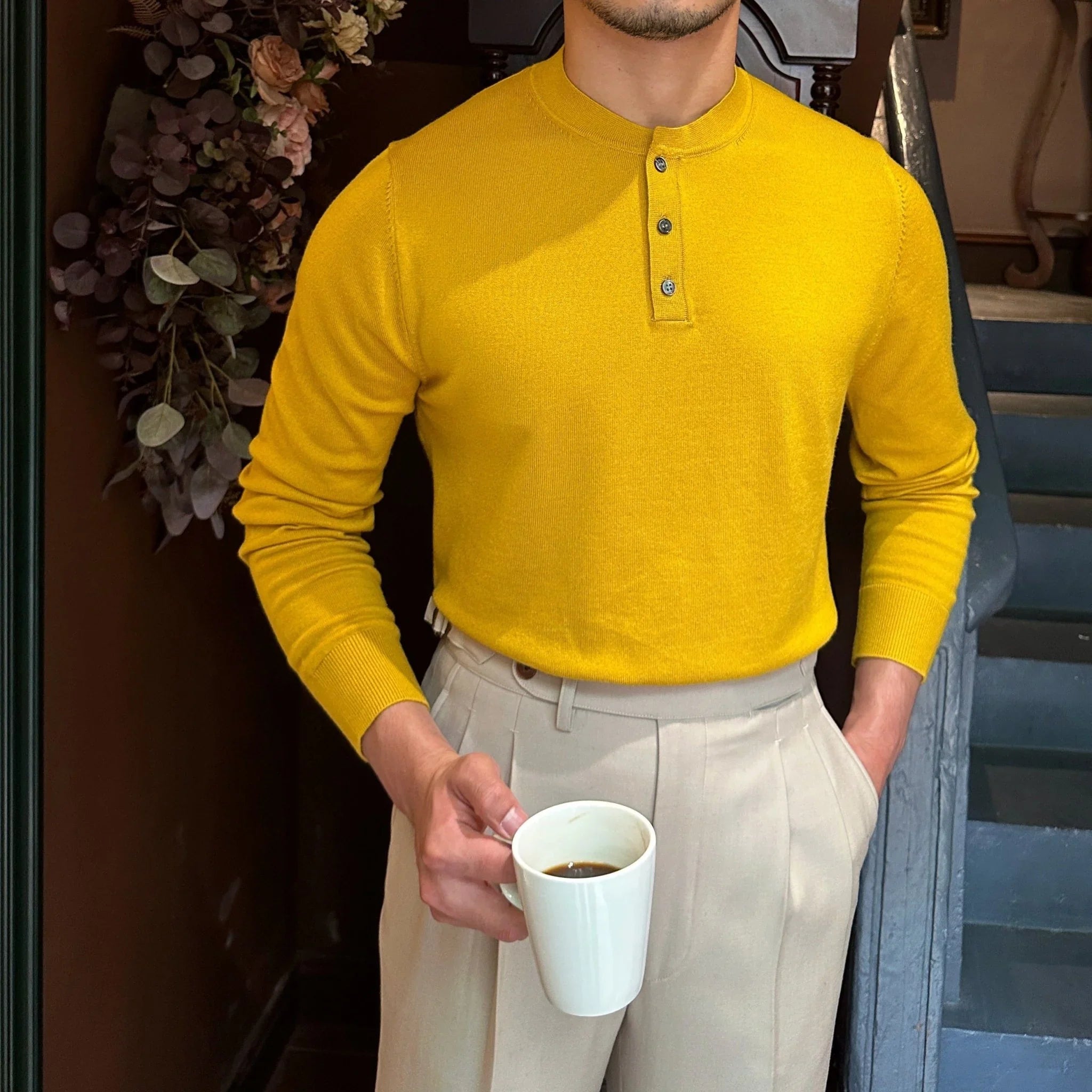 İnce Kesim Hanley Örgü Uzun Kollu Tişört - Martin Milano