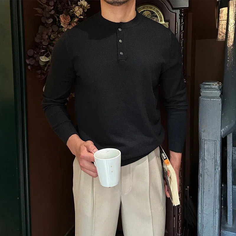 İnce Kesim Hanley Örgü Uzun Kollu Tişört - Martin Milano