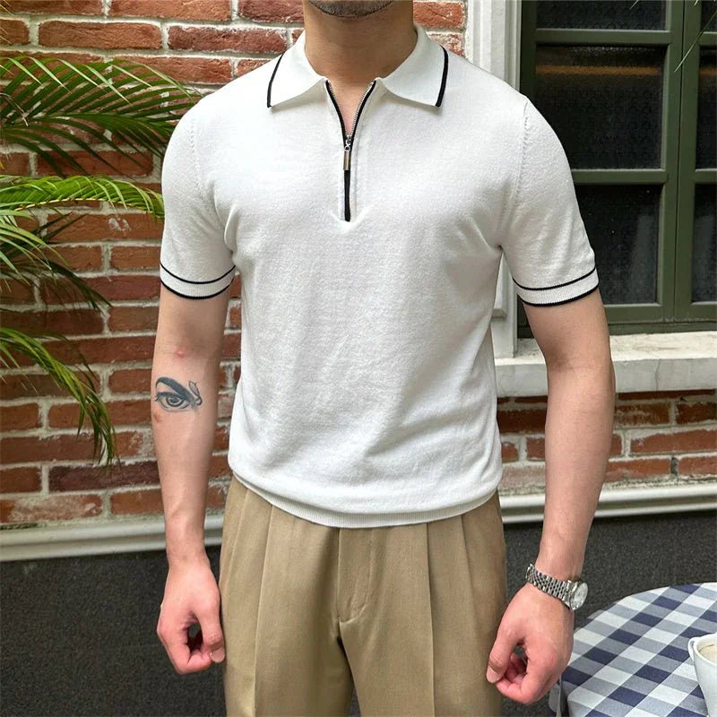 Kontrast Yachting Örgü Fermuarlı Polo - Martin Milano