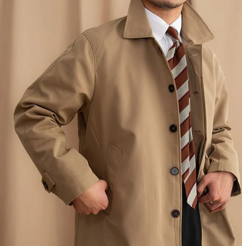 Londra Düz Yakalı Pamuk Karışımlı Trençkot - Martin Milano