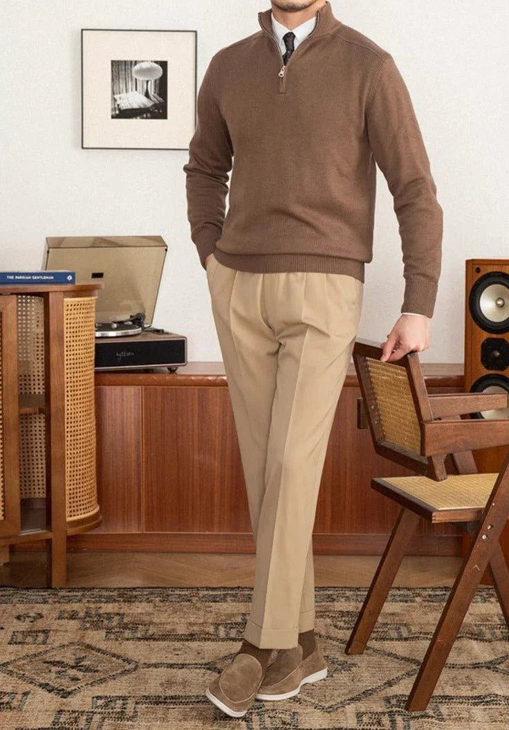 Londra Yün Dokulu Yarım Fermuarlı Kazak - Martin Milano