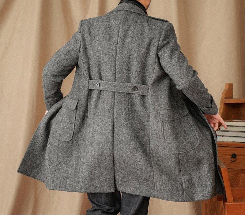 Napoli Herringbone Çift Düğmeli Yün Kaban - Martin Milano