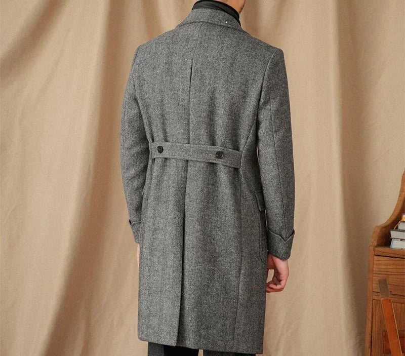 Napoli Herringbone Çift Düğmeli Yün Kaban - Martin Milano