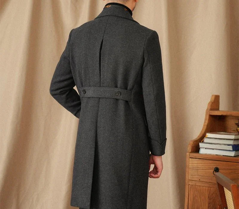 Napoli Herringbone Çift Düğmeli Yün Kaban - Martin Milano