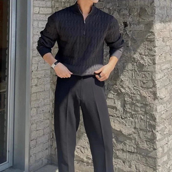 Örgü Desenli Yarım Fermuarlı Kazak - Martin Milano