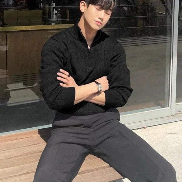 Örgü Desenli Yarım Fermuarlı Kazak - Martin Milano