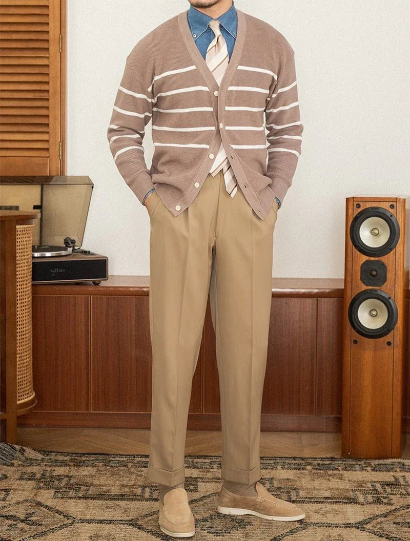 Oxford Çizgili Örgü Yün Kazak - Martin Milano