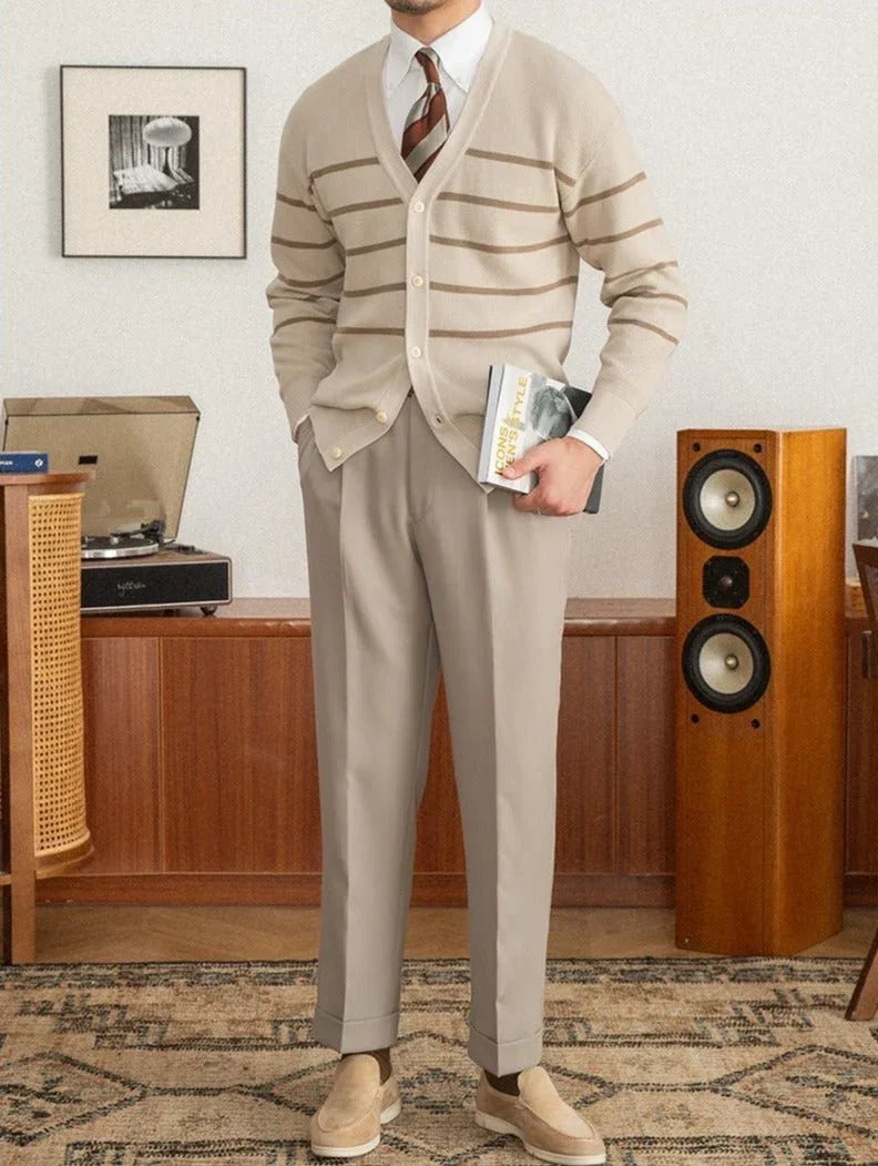 Oxford Çizgili Örgü Yün Kazak - Martin Milano