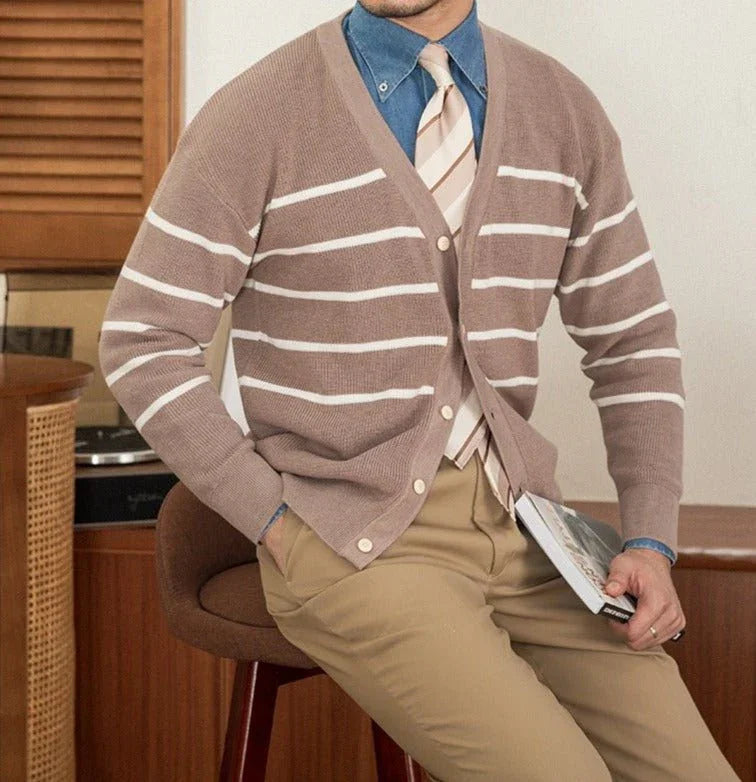 Oxford Çizgili Örgü Yün Kazak - Martin Milano