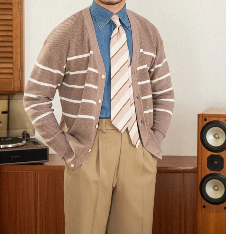 Oxford Çizgili Örgü Yün Kazak - Martin Milano