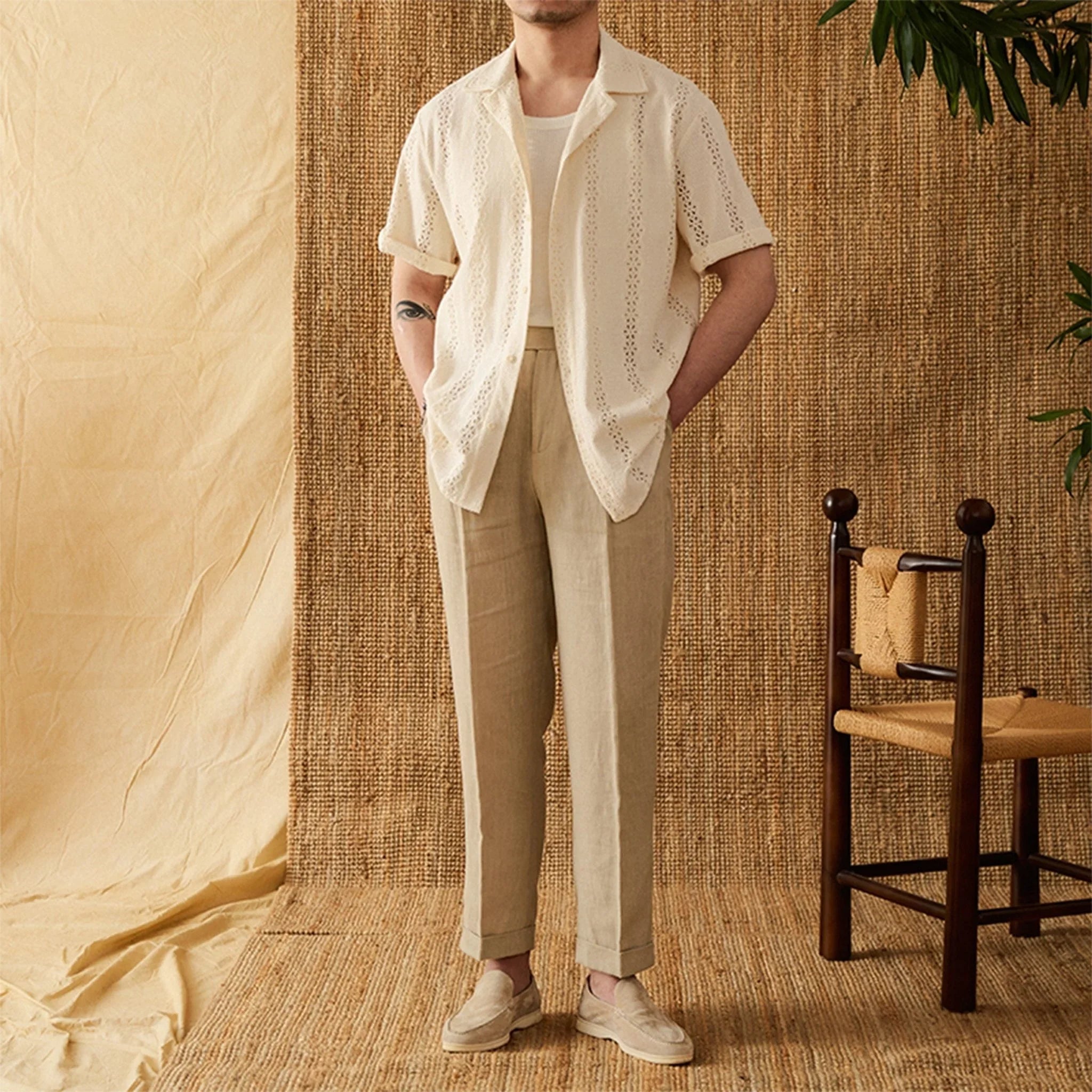 Pamuk Örgü Kısa Kollu Gömlek - Martin Milano