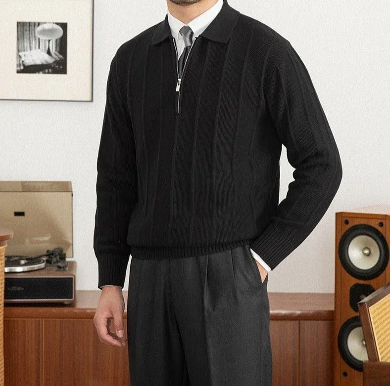 Polo Yarım Fermuarlı Örgü Kazak - Martin Milano