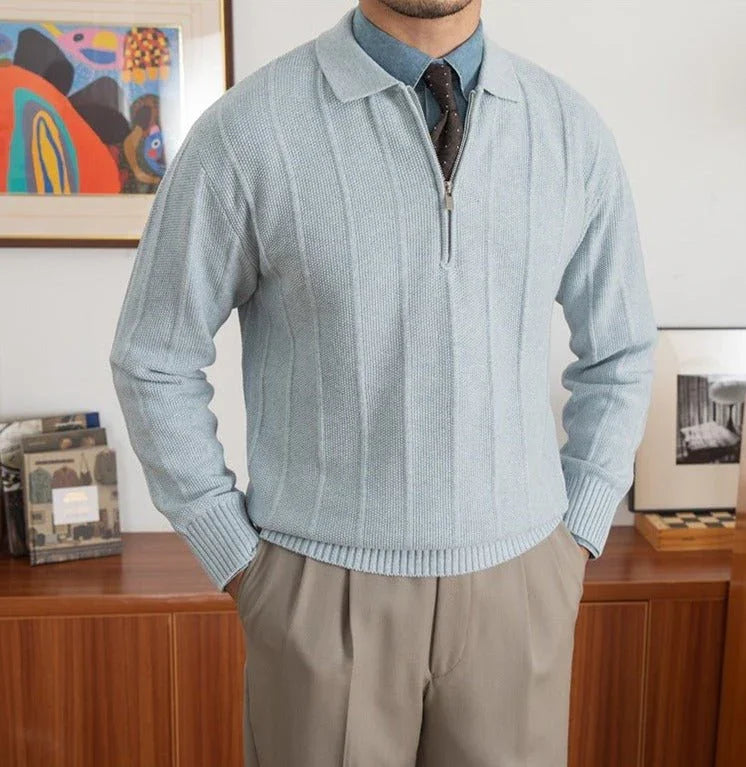 Polo Yarım Fermuarlı Örgü Kazak - Martin Milano