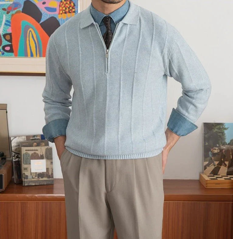 Polo Yarım Fermuarlı Örgü Kazak - Martin Milano