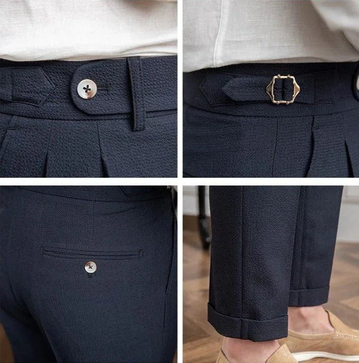 Positano Seersucker Çift Kat Tela Pantolon - Martin Milano