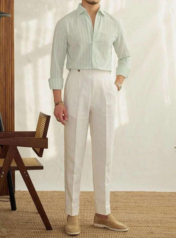 Positano Seersucker Çizgili Gömlek - Martin Milano