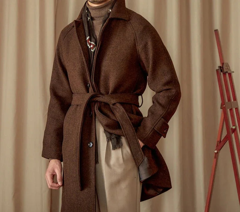 Preugia Kuşaklı Herringbone Yün Kaban - Martin Milano