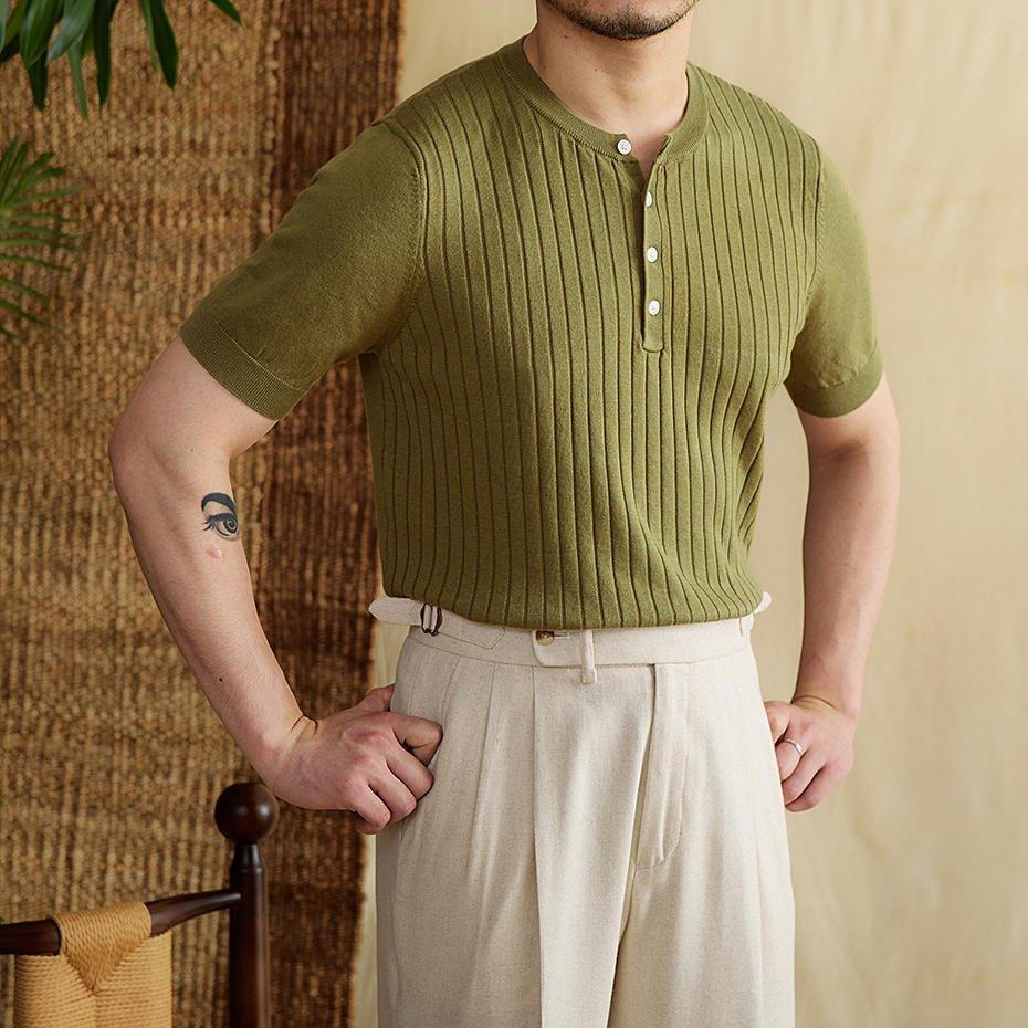 Ribanalı Pileli Örgü Tişört - Martin Milano