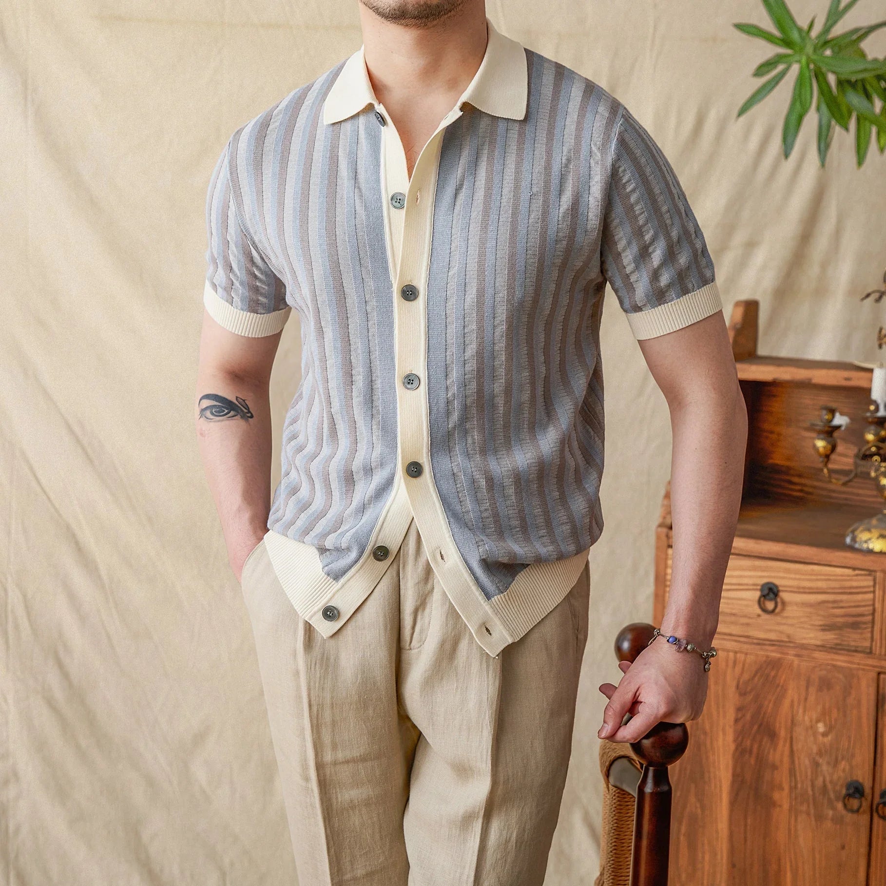 Ripley Pamuk Jakarlı Düğmeli Kısa Kollu Gömlek - Martin Milano