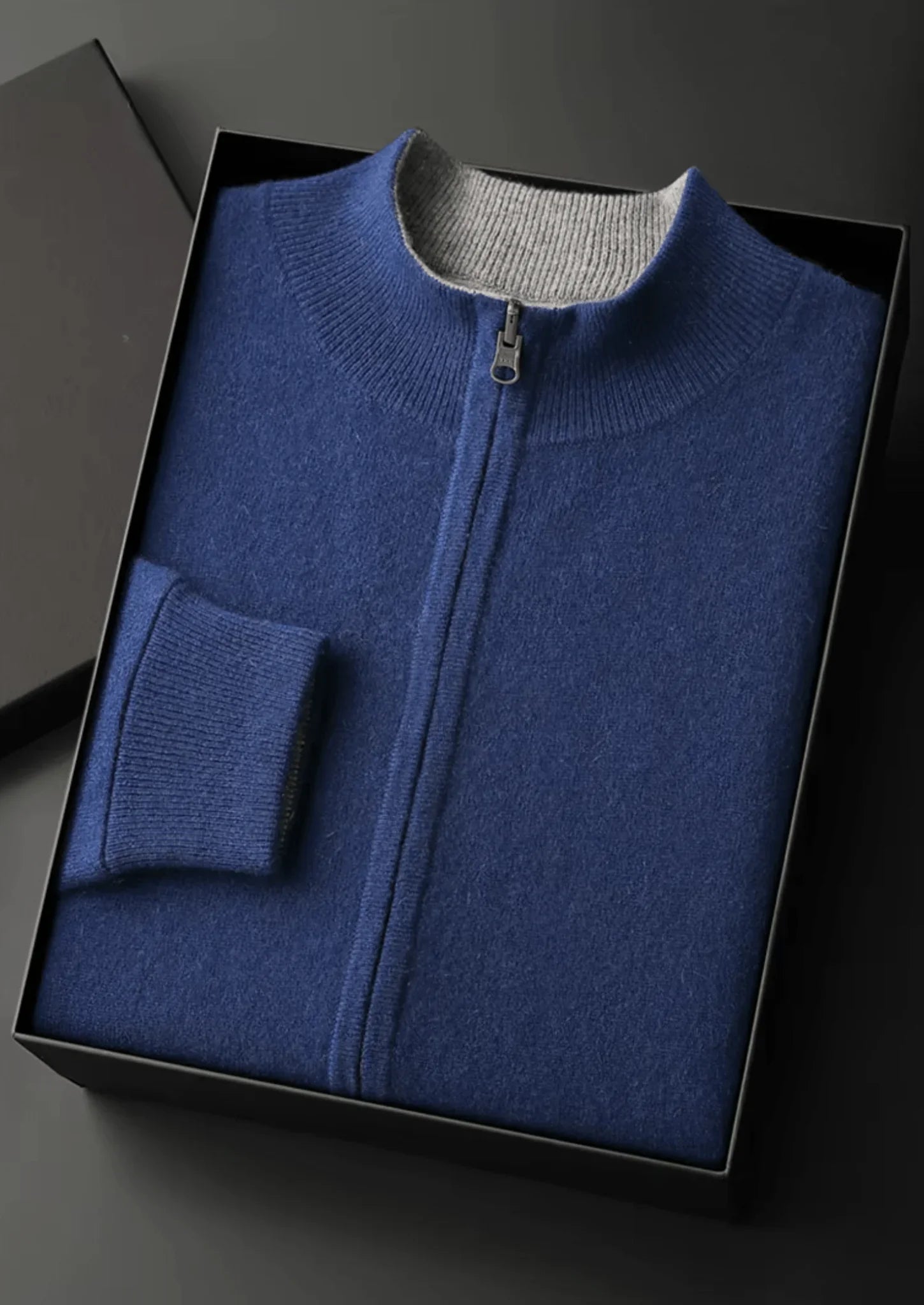 Saf Ekstra İnce Merino Yünlü Fermuarlı Hırka - Martin Milano