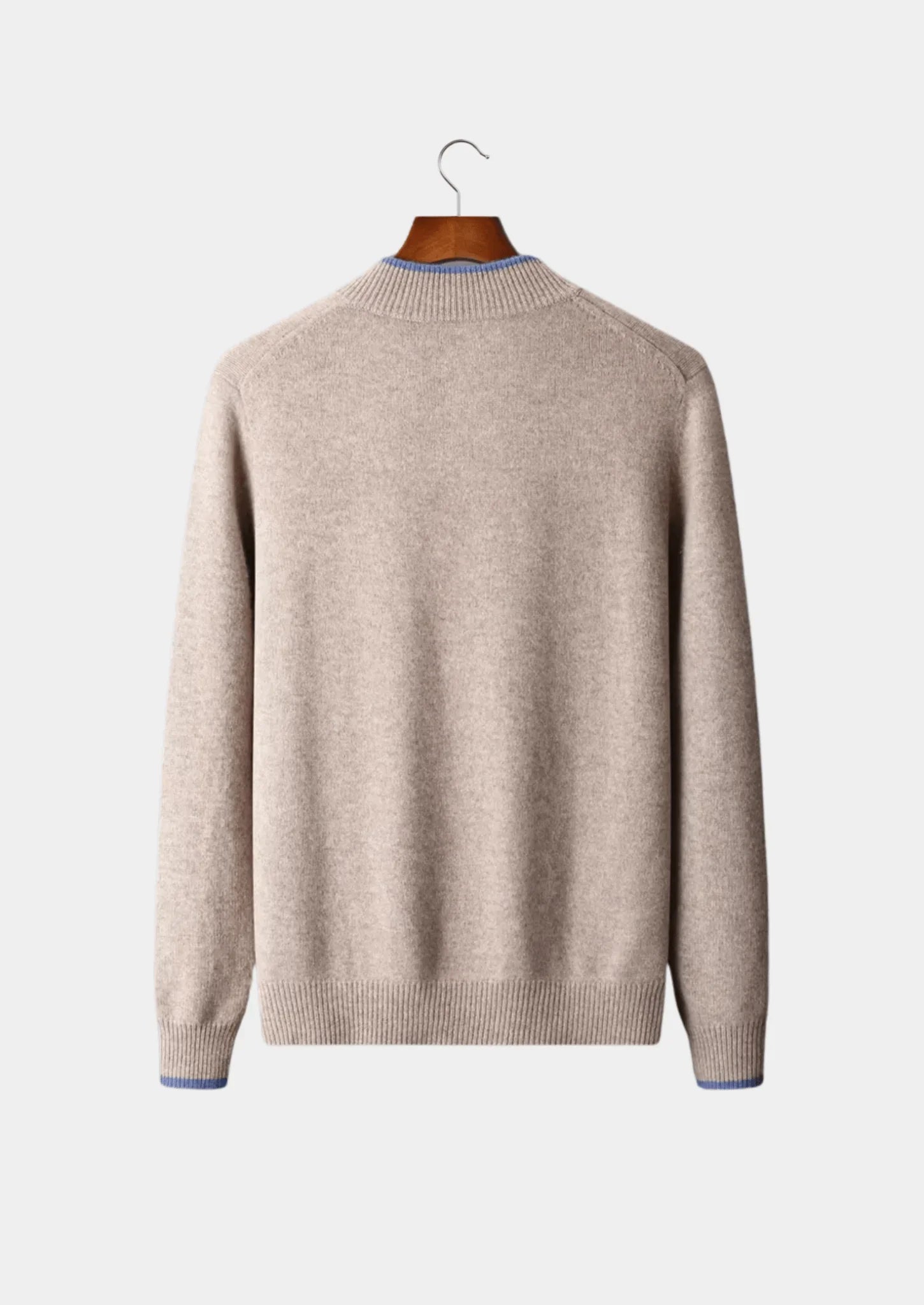 Saf Ekstra İnce Merino Yünü Çift Renk Fermuarlı Hırka - Martin Milano