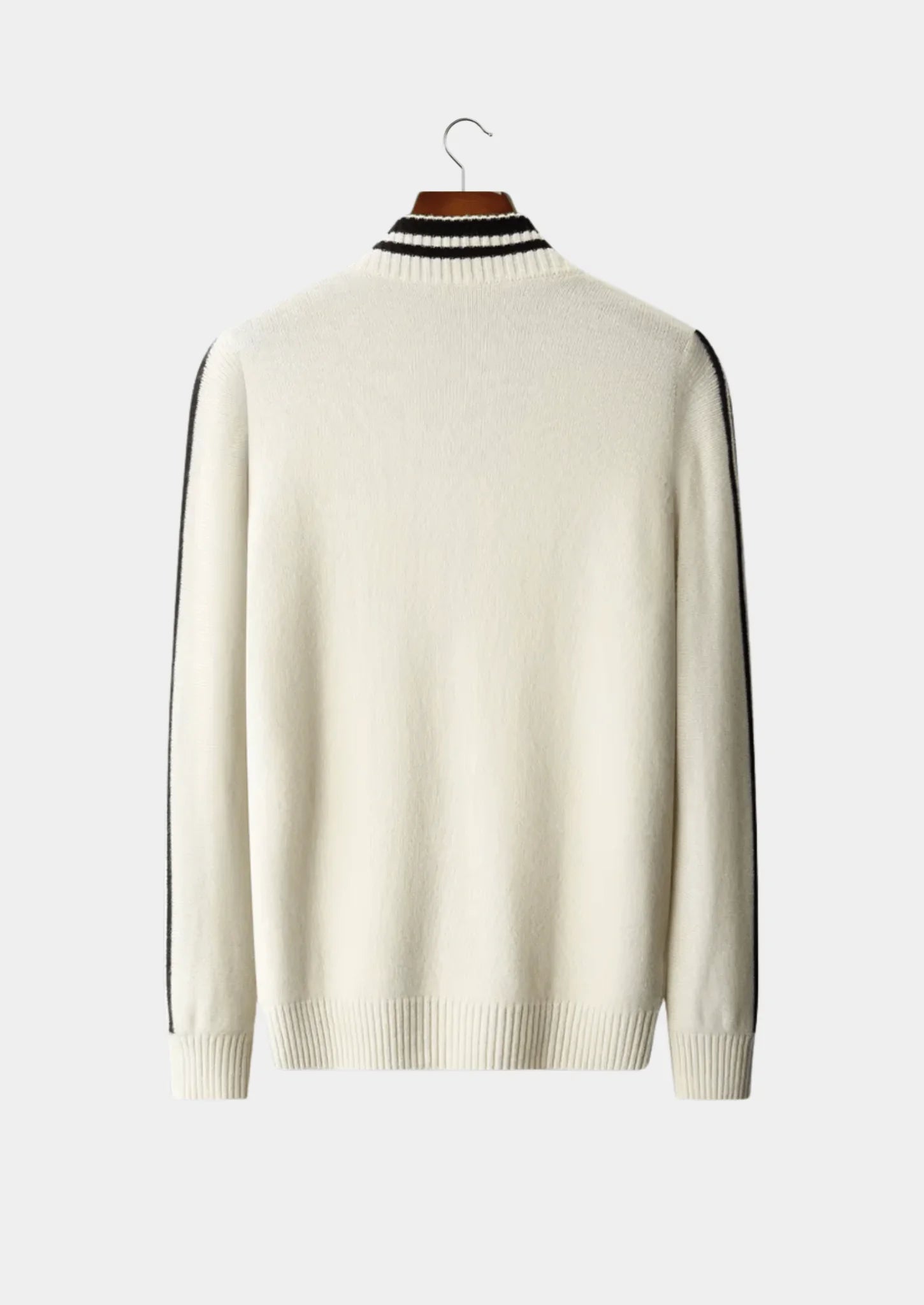 Saf Ekstra İnce Merino Yünü Çift Tonlu Fermuarlı Hırka - Martin Milano