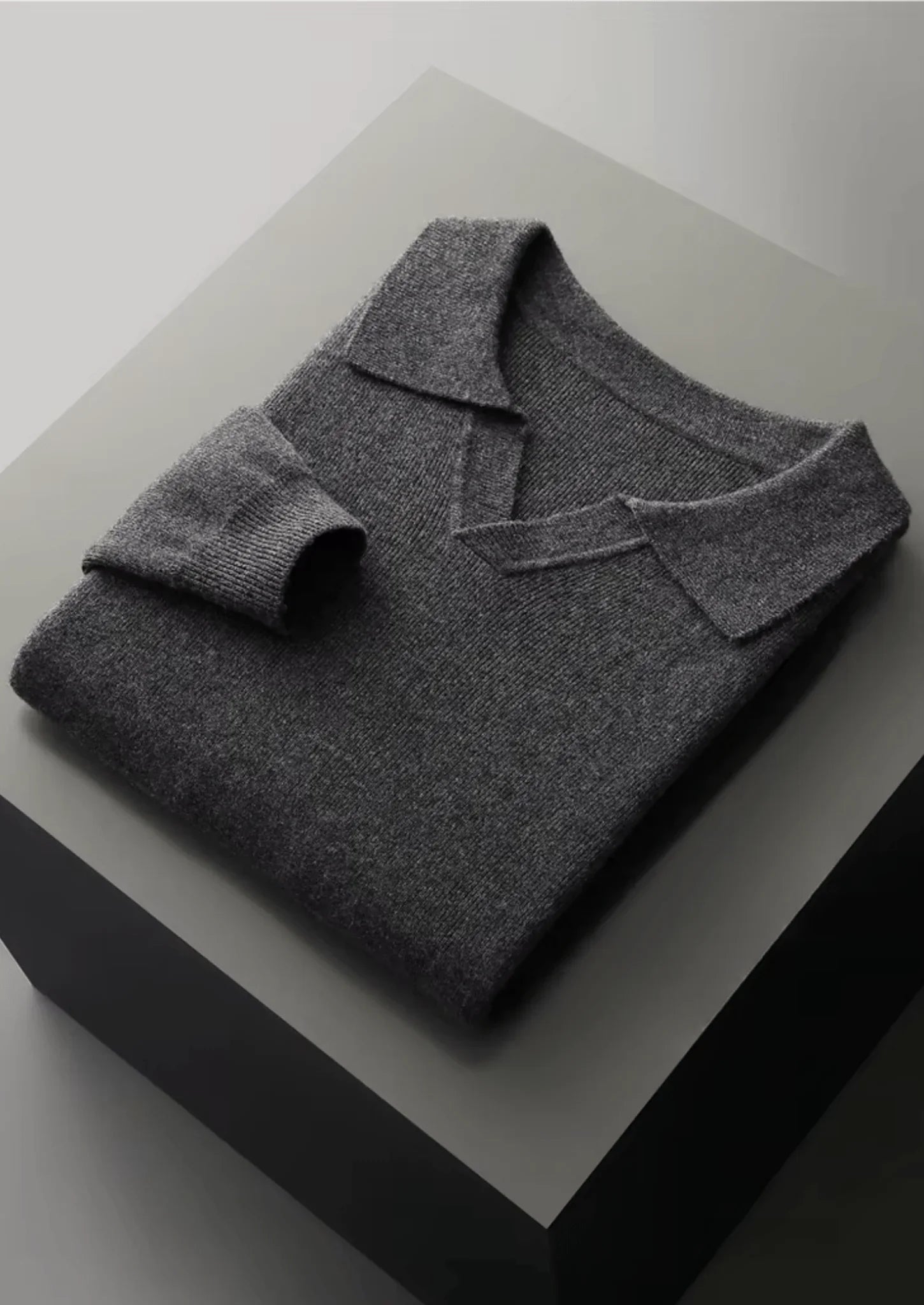 Saf Ekstra İnce Merino Yünü Çizgili Düğmesiz Polo - Martin Milano